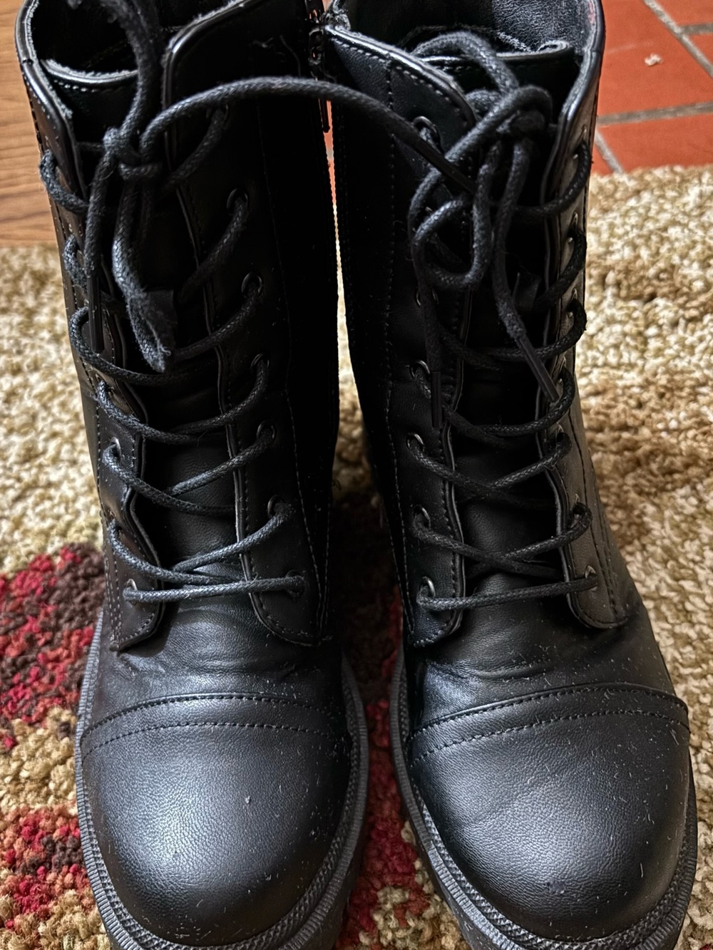 Women’s Black Lace-Up Combat Boots